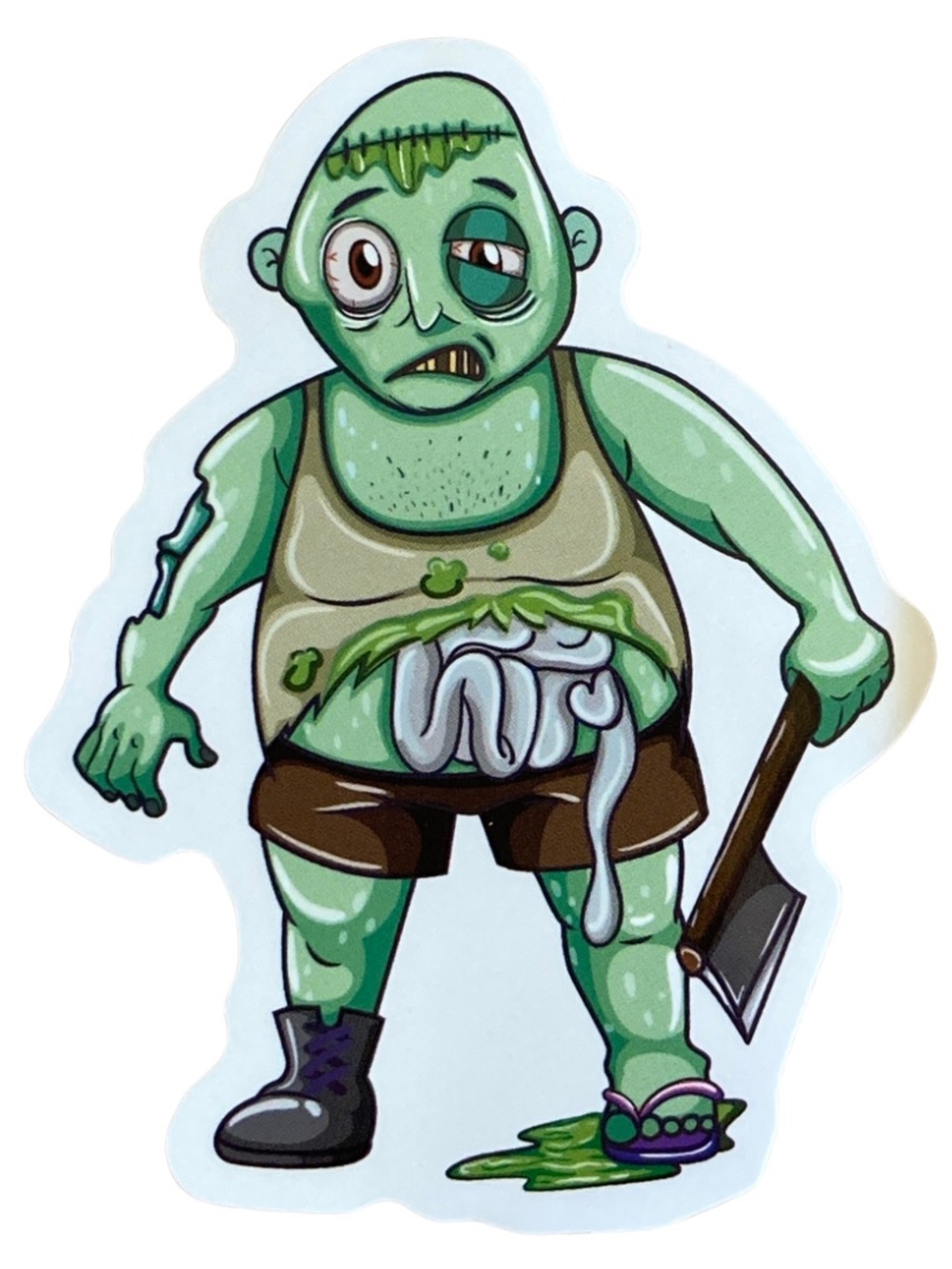 Zombie Axe with Guts Halloween Sticker